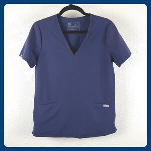 FIGS‎ Technical Collection Navy Blue Casma Scrub Top Short Sleeve Women's XXS
